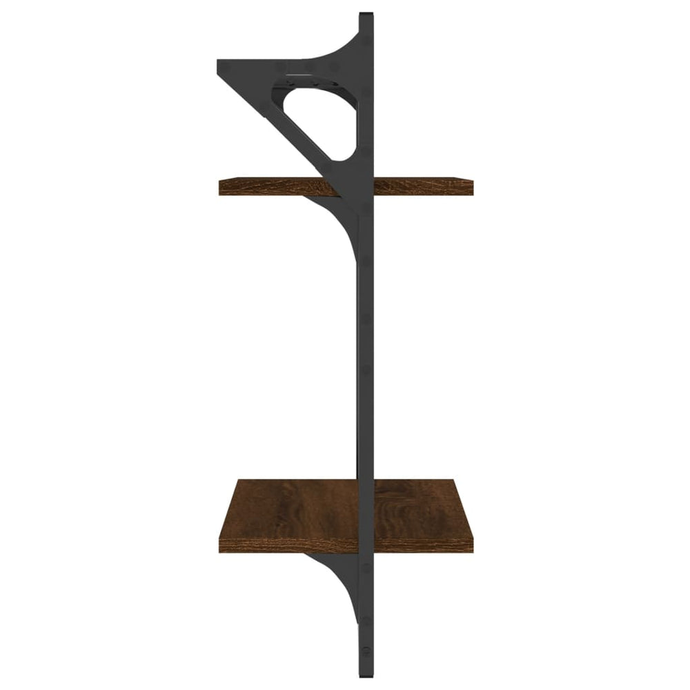 Wandschappen 2-laags met stangen 2 st 30x25x65 cm bruineiken MeubelReus