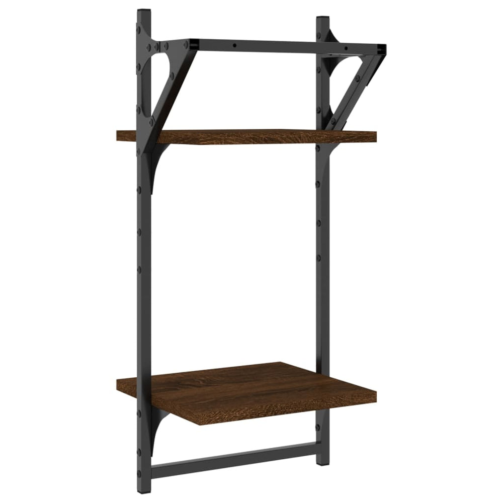 Wandschappen 2-laags met stangen 2 st 30x25x65 cm bruineiken MeubelReus