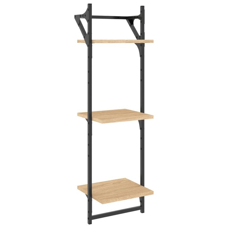 Wandschappen 3-laags met stangen 2 st 30x25x100 cm sonoma eiken MeubelReus