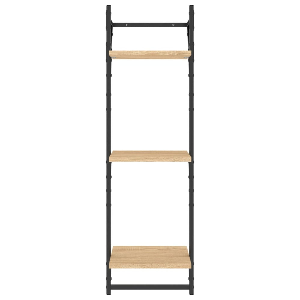 Wandschappen 3-laags met stangen 2 st 30x25x100 cm sonoma eiken MeubelReus