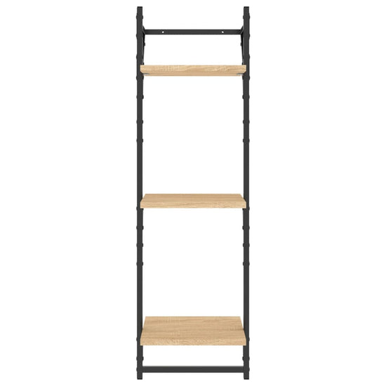 Wandschappen 3-laags met stangen 2 st 30x25x100 cm sonoma eiken MeubelReus