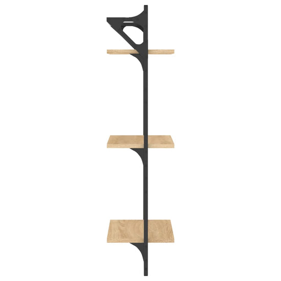 Wandschappen 3-laags met stangen 2 st 30x25x100 cm sonoma eiken MeubelReus