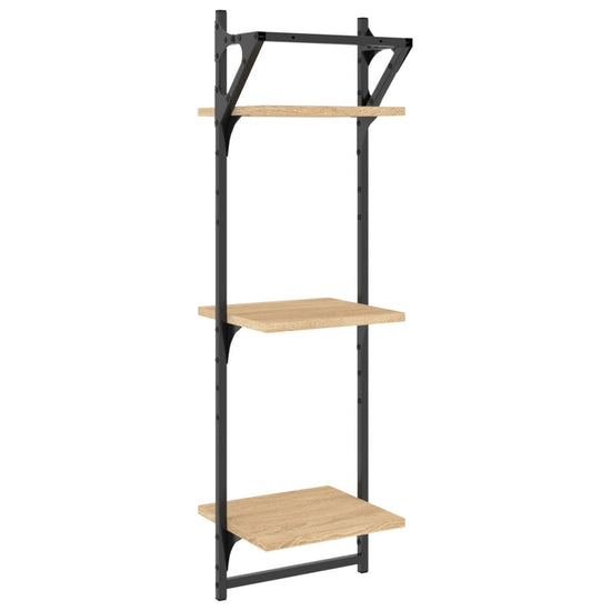 Wandschappen 3-laags met stangen 2 st 30x25x100 cm sonoma eiken MeubelReus