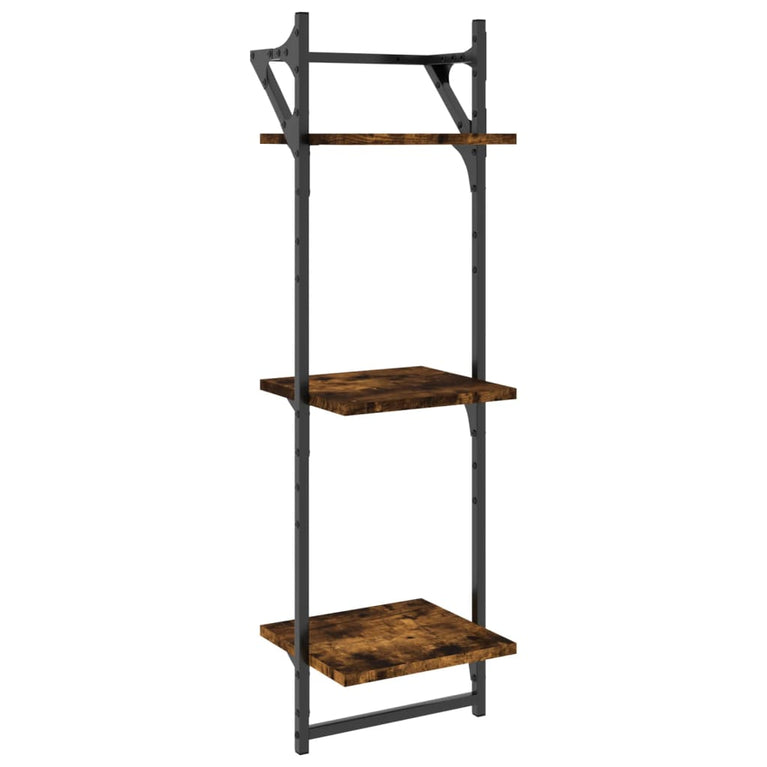 Wandschappen 3-laags stangen 2 st 30x25x100 cm gerookt eiken MeubelReus