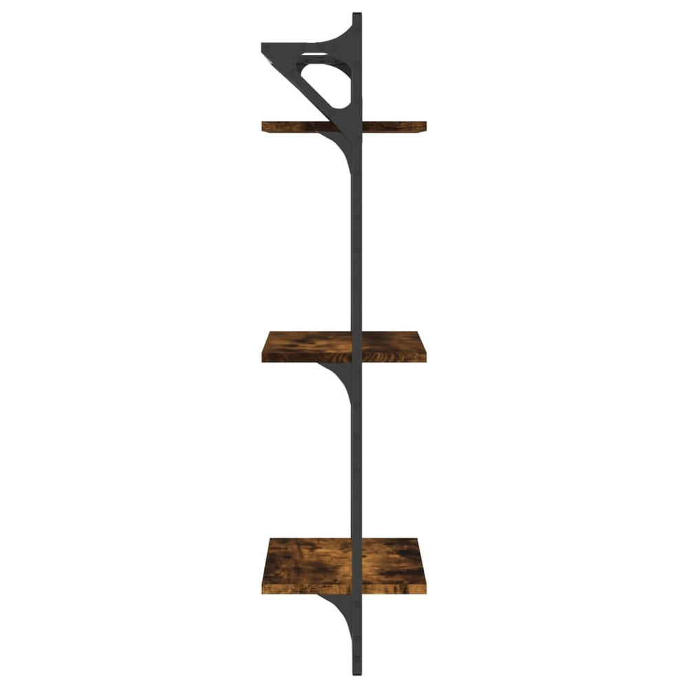 Wandschappen 3-laags stangen 2 st 30x25x100 cm gerookt eiken MeubelReus