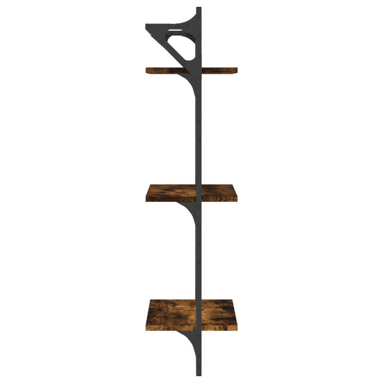 Wandschappen 3-laags stangen 2 st 30x25x100 cm gerookt eiken MeubelReus