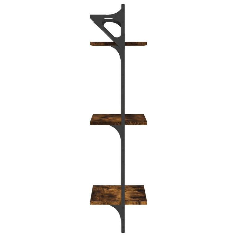 Wandschappen 3-laags stangen 2 st 30x25x100 cm gerookt eiken MeubelReus