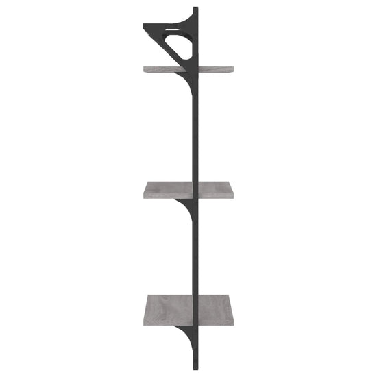 Wandschappen 3-laags met stangen 2 st 30x25x100 cm grijs sonoma MeubelReus