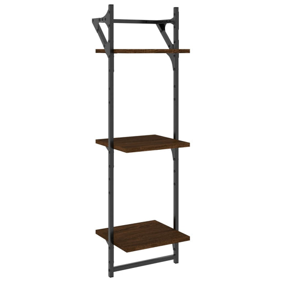 Wandschappen 3-laags met stangen 2 st 30x25x100 cm bruineiken MeubelReus