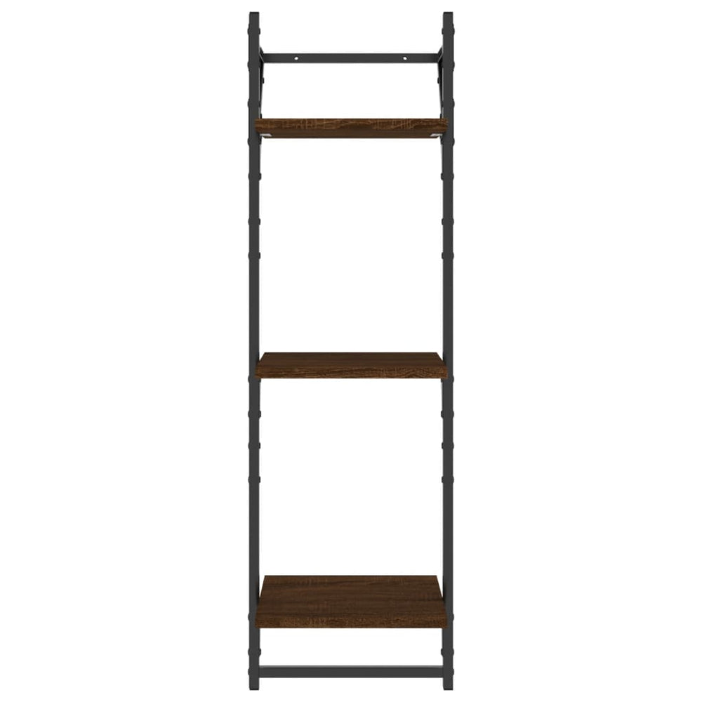Wandschappen 3-laags met stangen 2 st 30x25x100 cm bruineiken MeubelReus