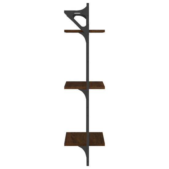 Wandschappen 3-laags met stangen 2 st 30x25x100 cm bruineiken MeubelReus