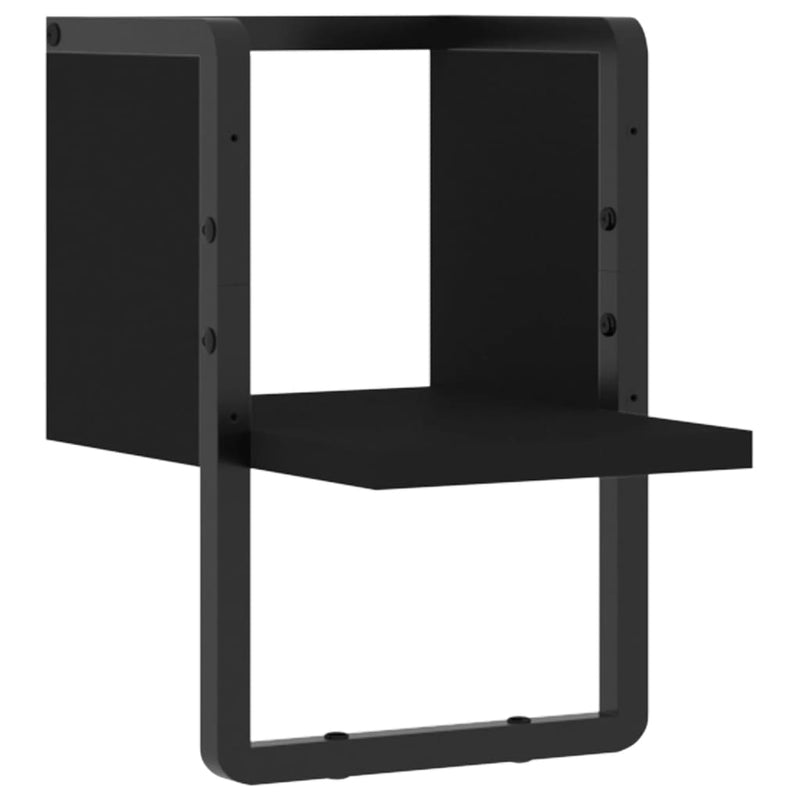 Wandschap met stang 20x25x30 cm zwart MeubelReus