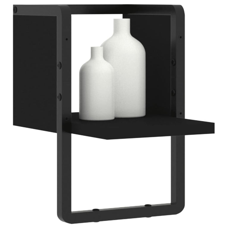 Wandschap met stang 20x25x30 cm zwart MeubelReus