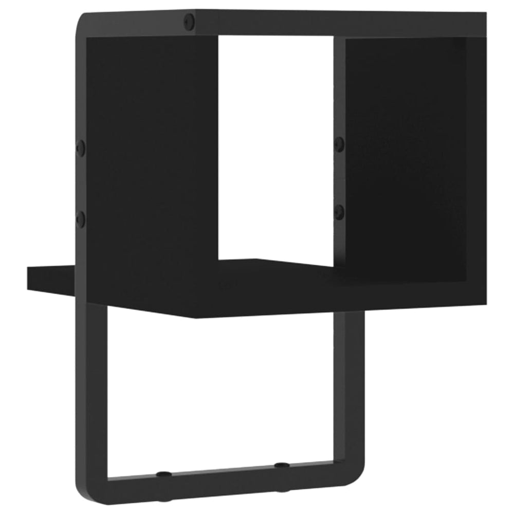 Wandschap met stang 20x25x30 cm zwart MeubelReus