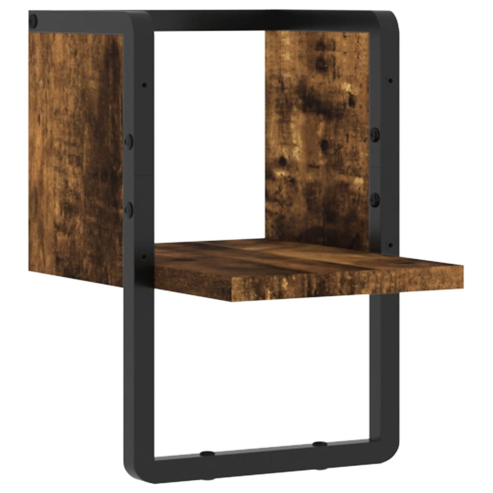 Wandschap met stang 20x25x30 cm gerookt eikenkleurig MeubelReus