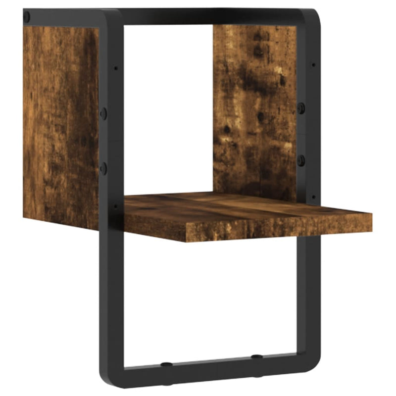 Wandschap met stang 20x25x30 cm gerookt eikenkleurig MeubelReus