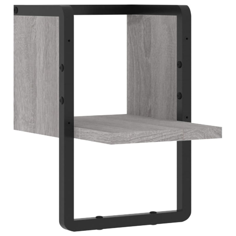 Wandschap met stang 20x25x30 cm grijs sonoma eikenkleurig MeubelReus