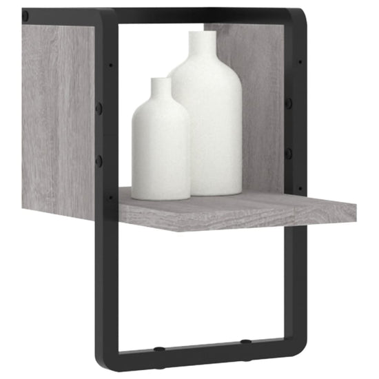 Wandschap met stang 20x25x30 cm grijs sonoma eikenkleurig MeubelReus