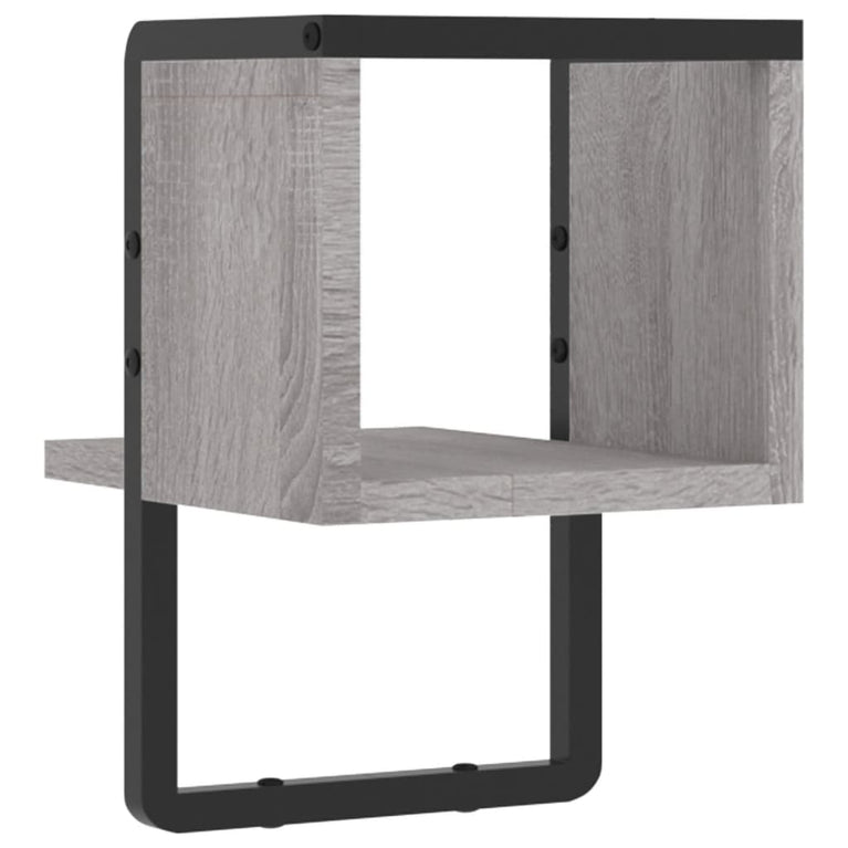 Wandschap met stang 20x25x30 cm grijs sonoma eikenkleurig MeubelReus