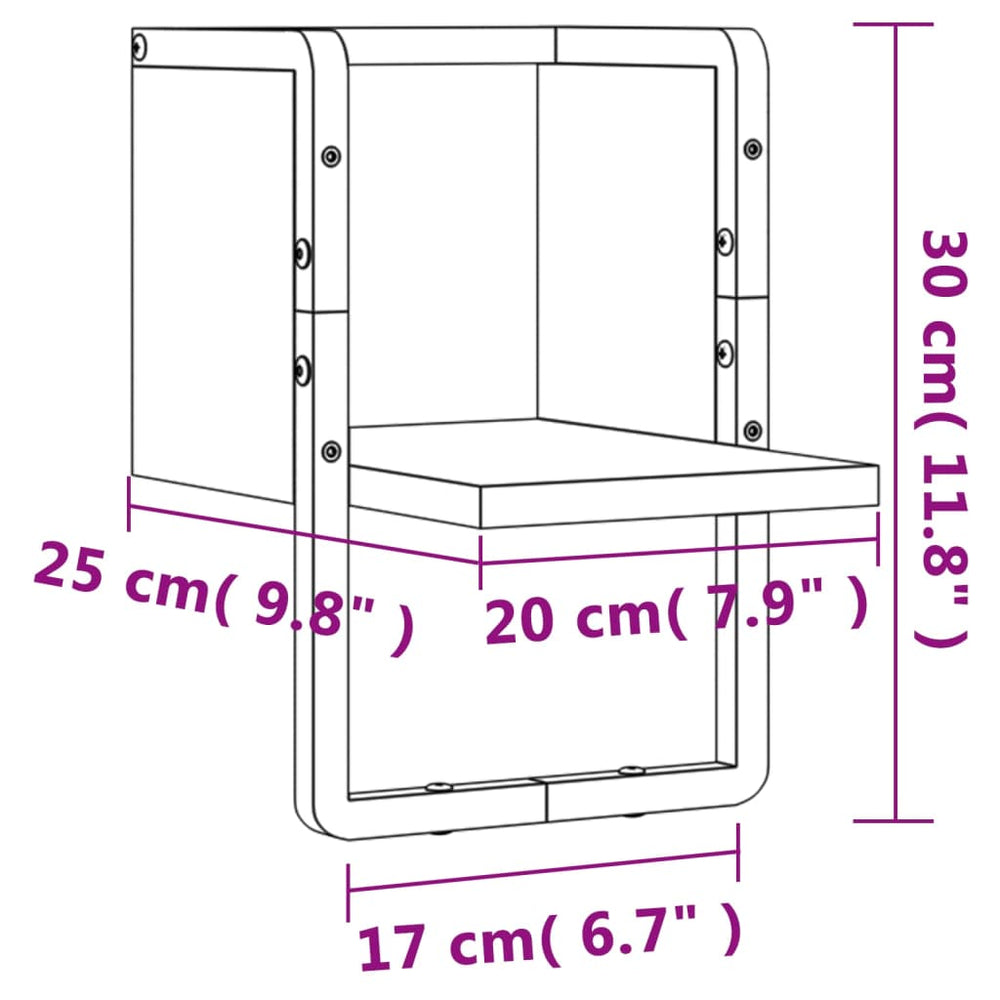 Wandschap met stang 20x25x30 cm grijs sonoma eikenkleurig MeubelReus