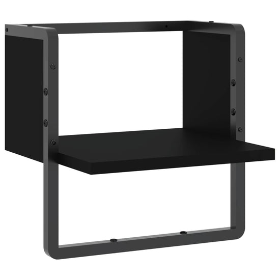 Wandschap met stang 30x25x30 cm zwart MeubelReus