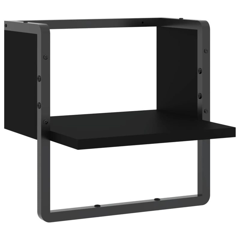 Wandschap met stang 30x25x30 cm zwart MeubelReus