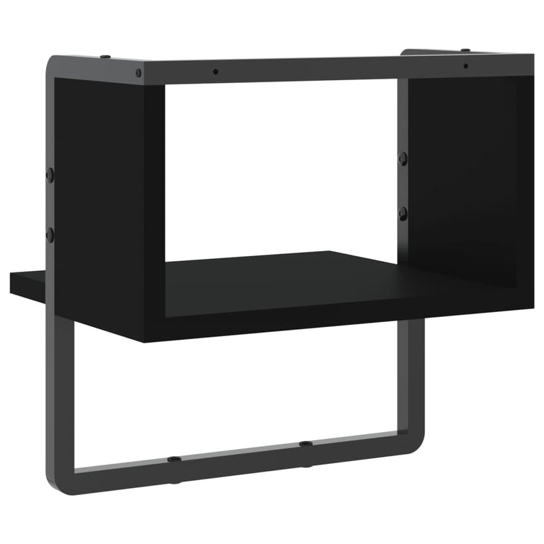 Wandschap met stang 30x25x30 cm zwart MeubelReus
