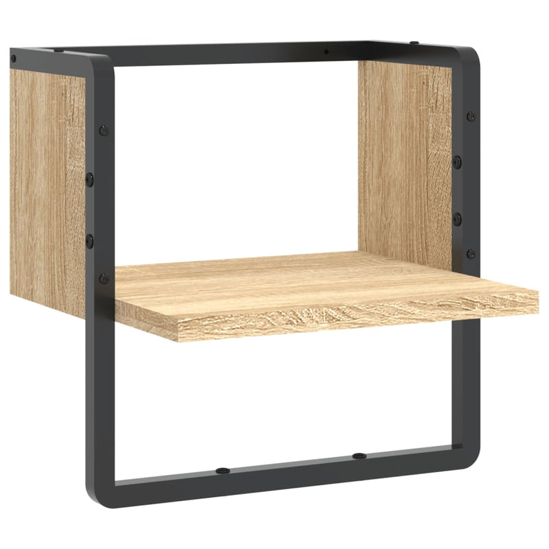 Wandschap met stang 30x25x30 cm sonoma eikenkleurig MeubelReus