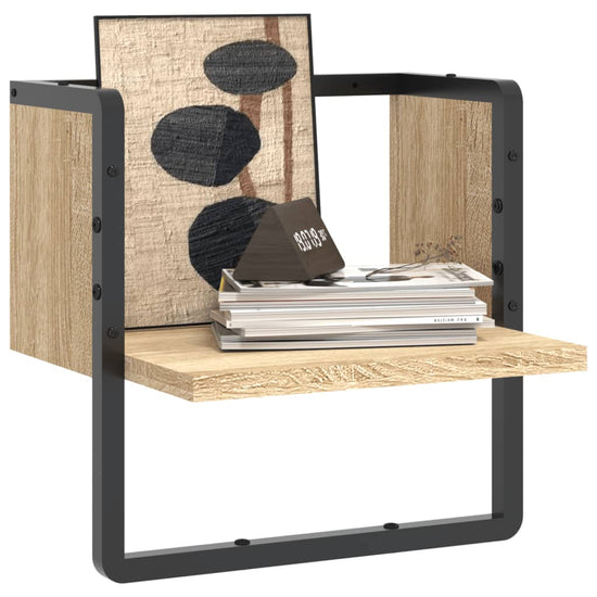 Wandschap met stang 30x25x30 cm sonoma eikenkleurig MeubelReus