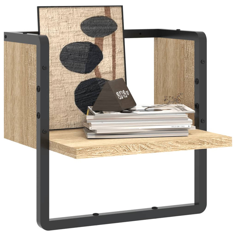 Wandschap met stang 30x25x30 cm sonoma eikenkleurig MeubelReus