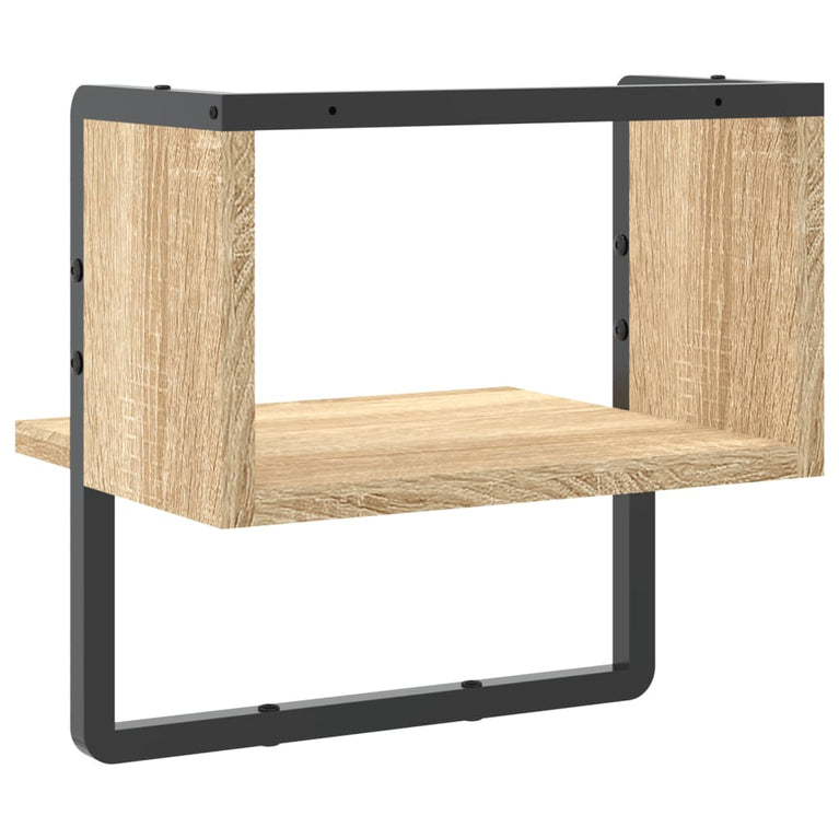 Wandschap met stang 30x25x30 cm sonoma eikenkleurig MeubelReus
