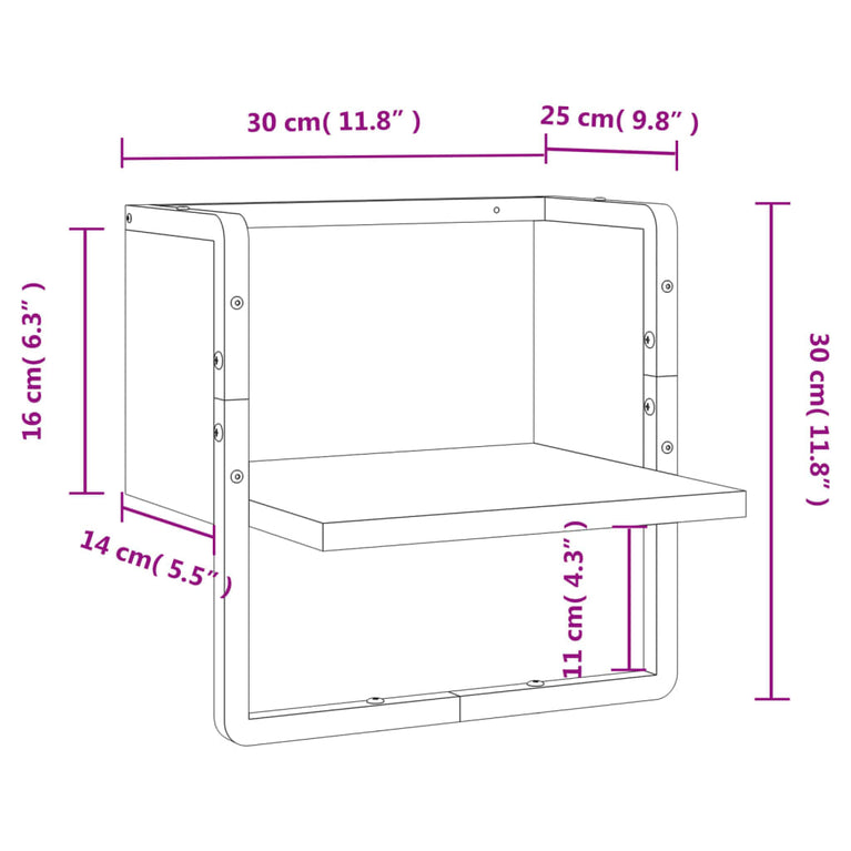 Wandschap met stang 30x25x30 cm sonoma eikenkleurig MeubelReus