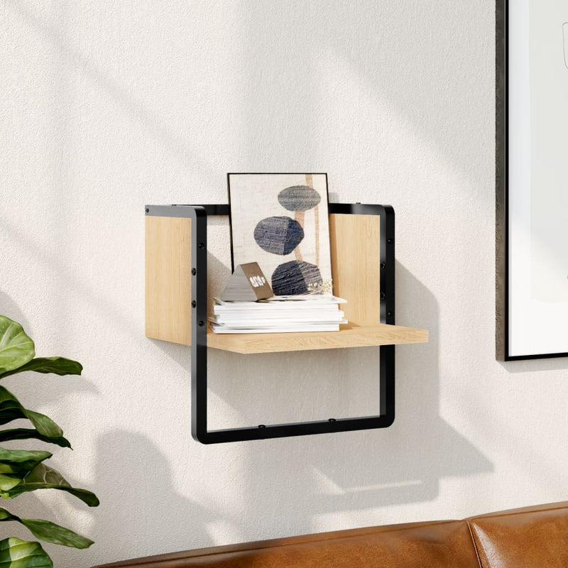 Wandschap met stang 30x25x30 cm sonoma eikenkleurig MeubelReus