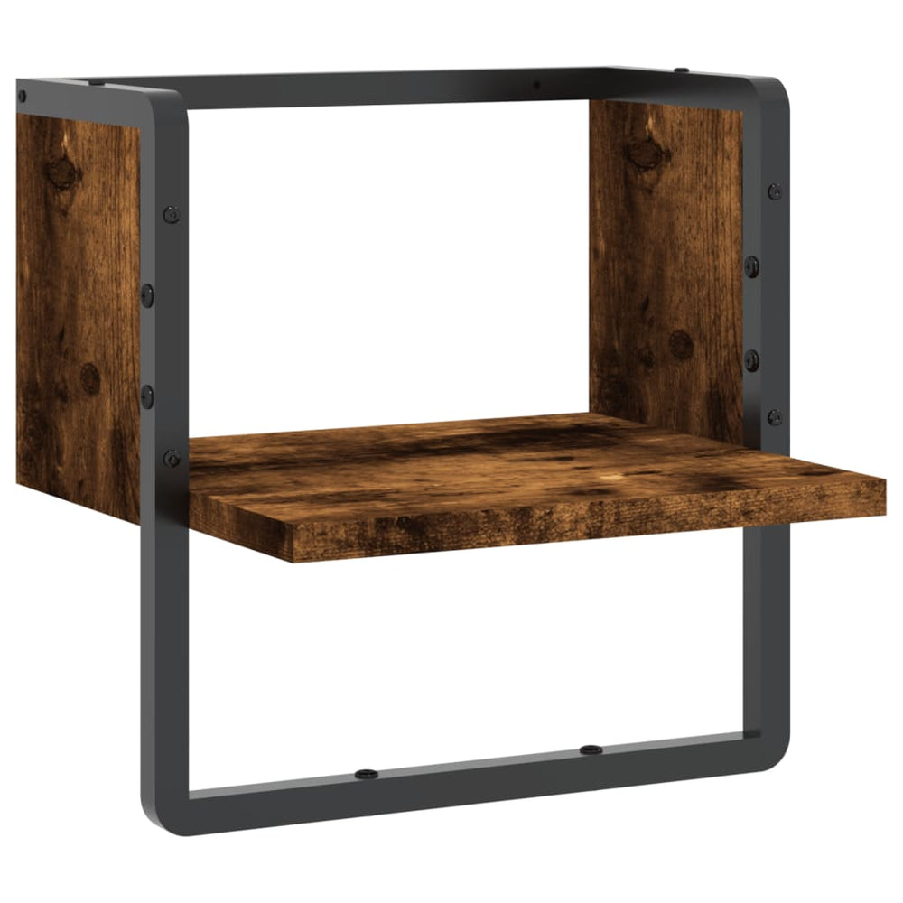 Wandschap met stang 30x25x30 cm gerookt eikenkleurig MeubelReus