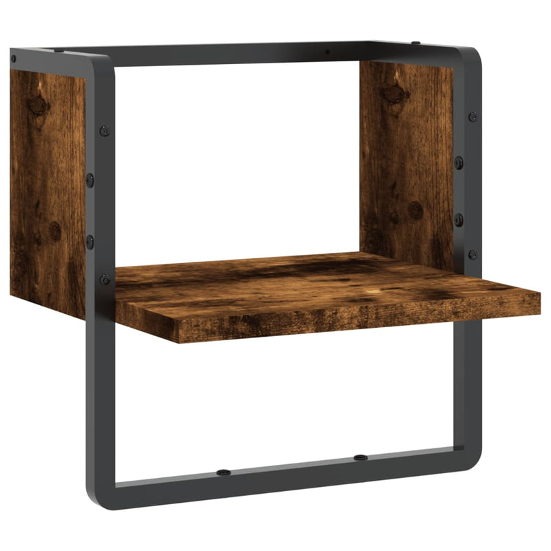 Wandschap met stang 30x25x30 cm gerookt eikenkleurig MeubelReus