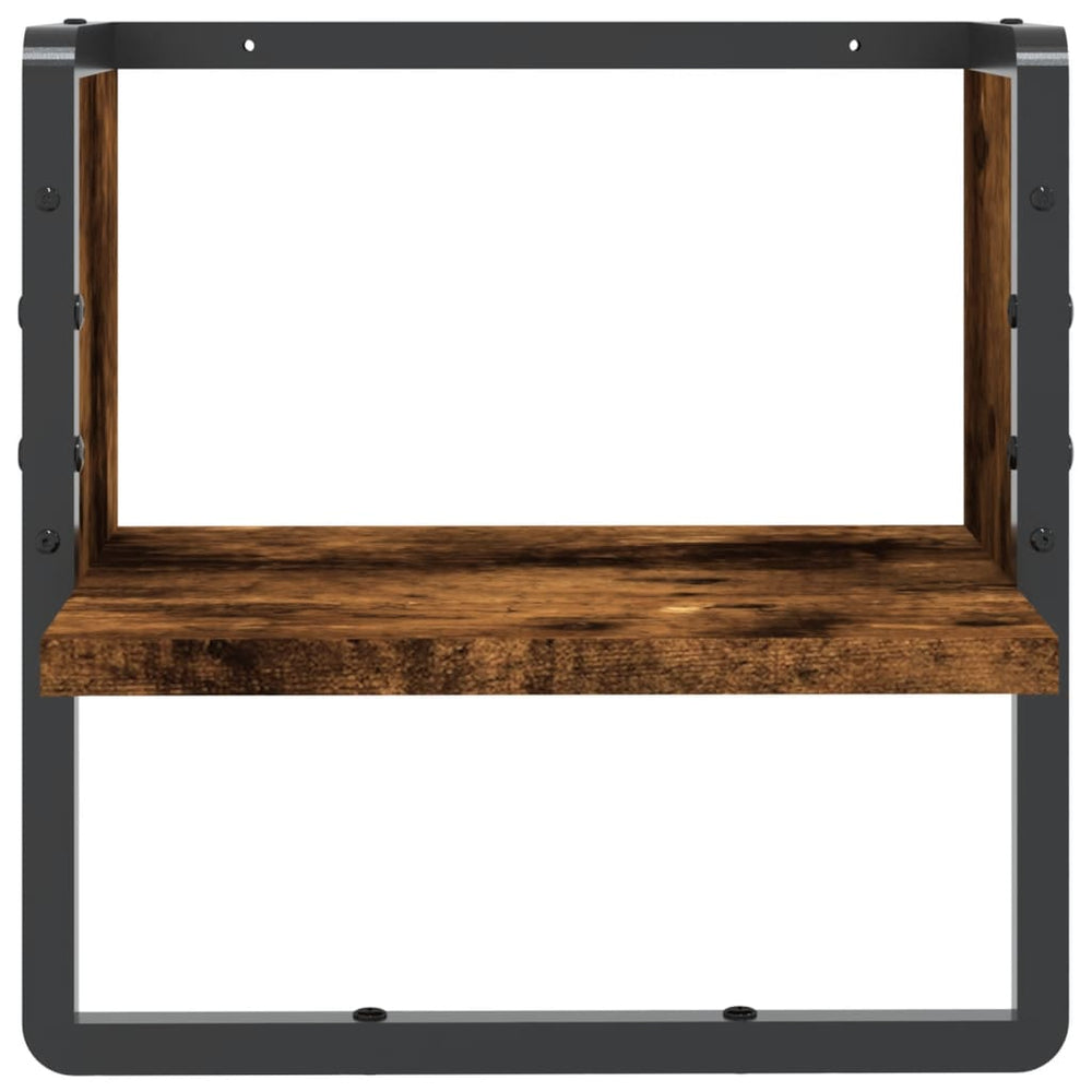 Wandschap met stang 30x25x30 cm gerookt eikenkleurig MeubelReus