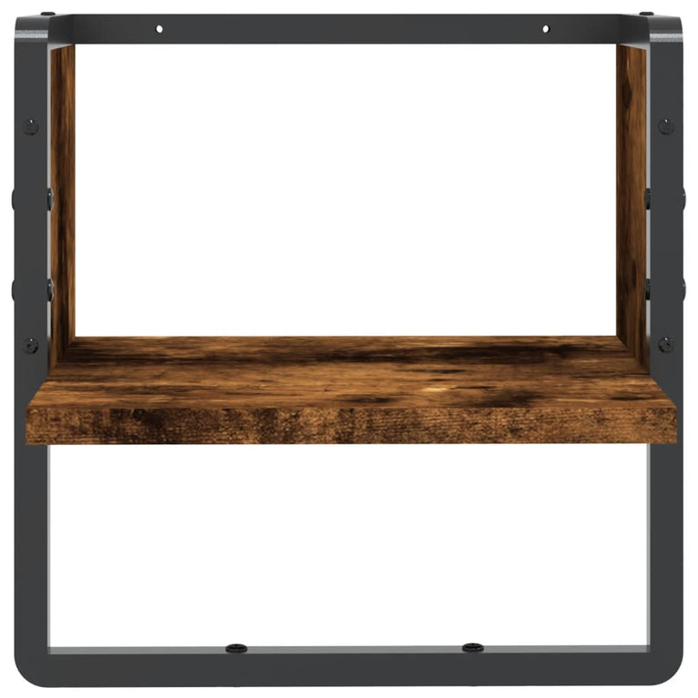Wandschap met stang 30x25x30 cm gerookt eikenkleurig MeubelReus