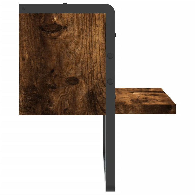Wandschap met stang 30x25x30 cm gerookt eikenkleurig MeubelReus