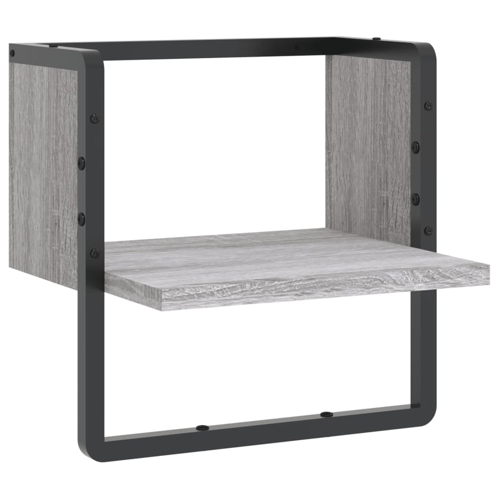 Wandschap met stang 30x25x30 cm grijs sonoma eikenkleurig MeubelReus