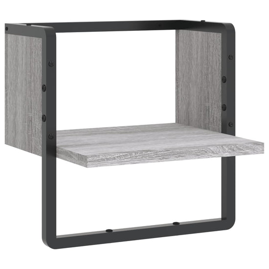 Wandschap met stang 30x25x30 cm grijs sonoma eikenkleurig MeubelReus
