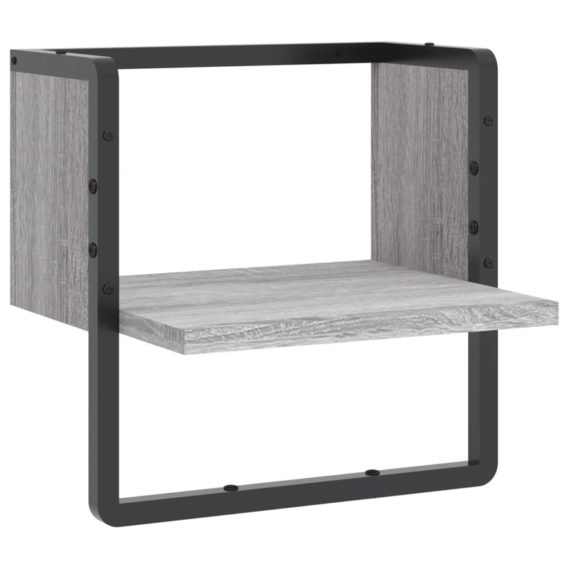 Wandschap met stang 30x25x30 cm grijs sonoma eikenkleurig MeubelReus
