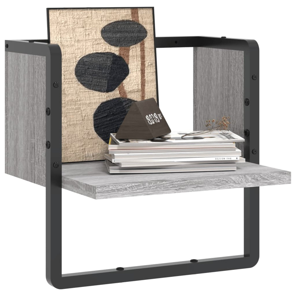 Wandschap met stang 30x25x30 cm grijs sonoma eikenkleurig MeubelReus