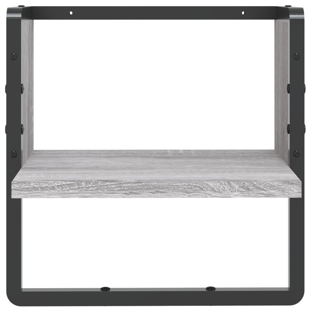 Wandschap met stang 30x25x30 cm grijs sonoma eikenkleurig MeubelReus