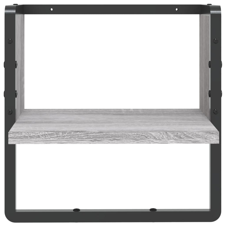 Wandschap met stang 30x25x30 cm grijs sonoma eikenkleurig MeubelReus