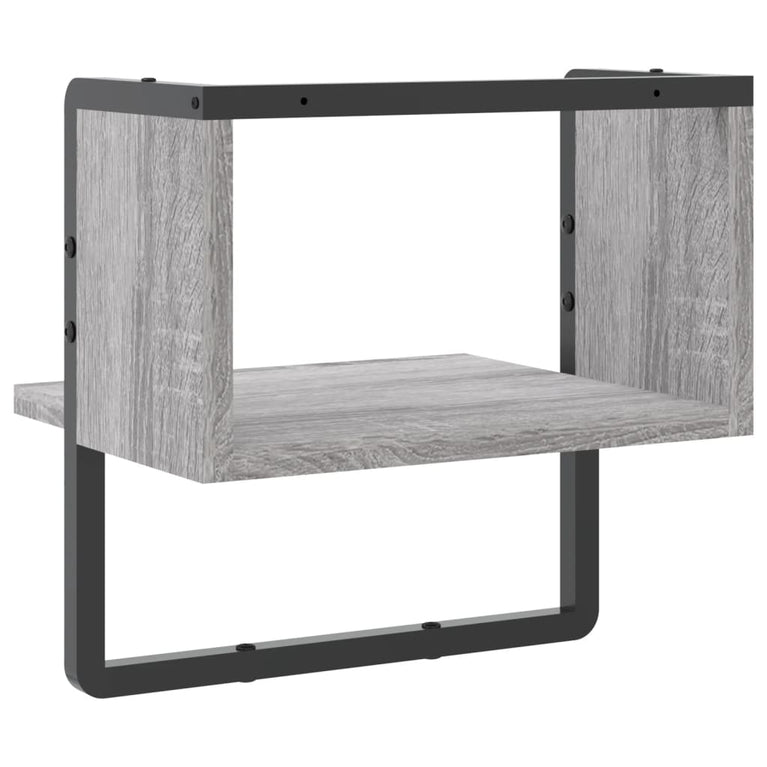 Wandschap met stang 30x25x30 cm grijs sonoma eikenkleurig MeubelReus