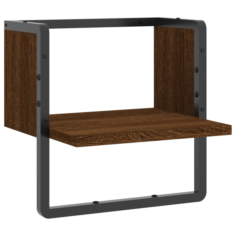 Wandschap met stang 30x25x30 cm bruin eikenkleur MeubelReus
