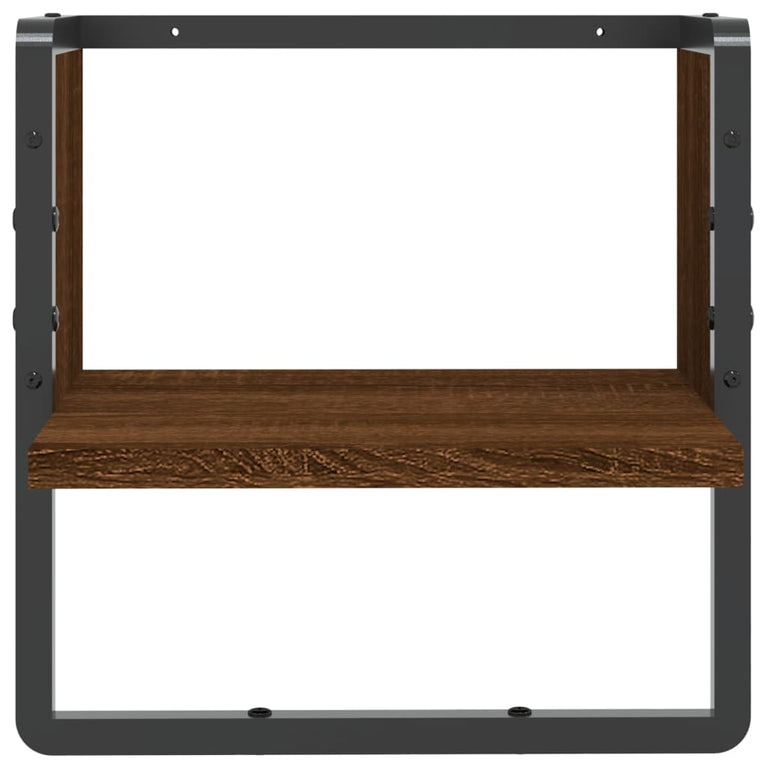 Wandschap met stang 30x25x30 cm bruin eikenkleur MeubelReus