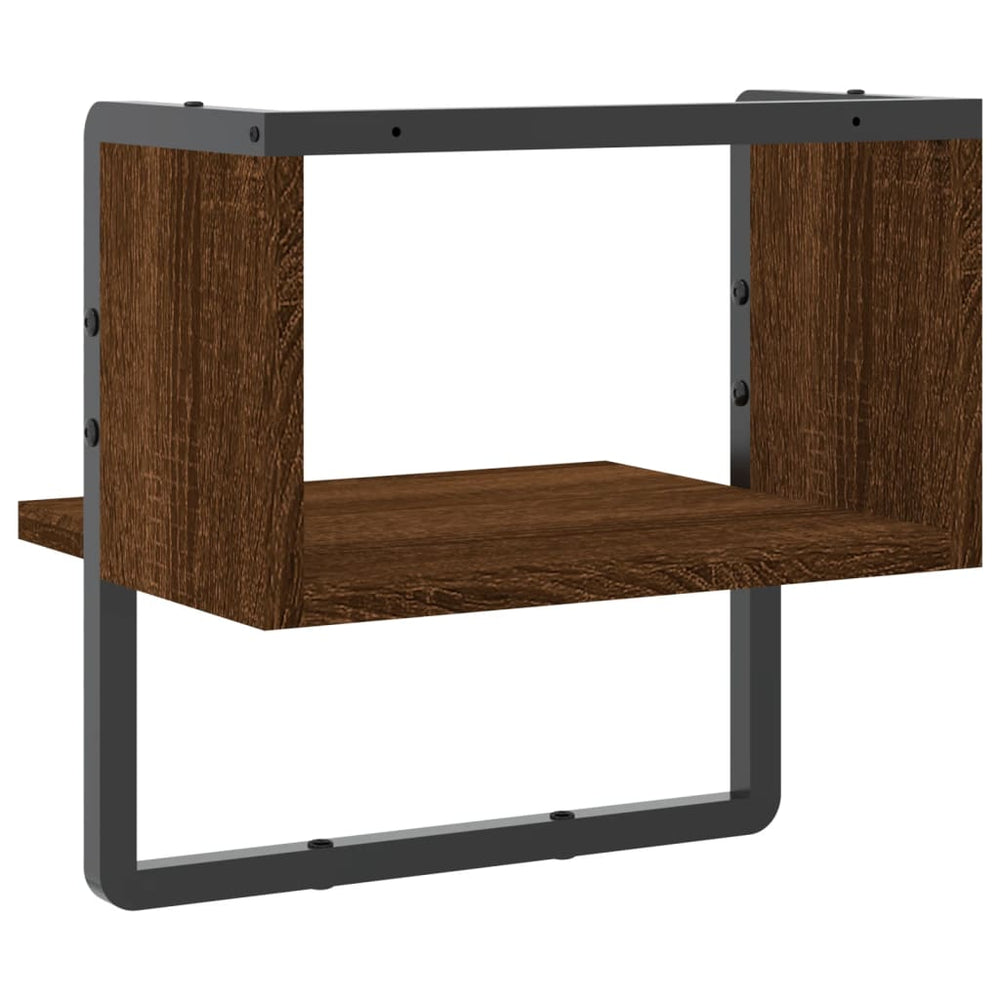 Wandschap met stang 30x25x30 cm bruin eikenkleur MeubelReus