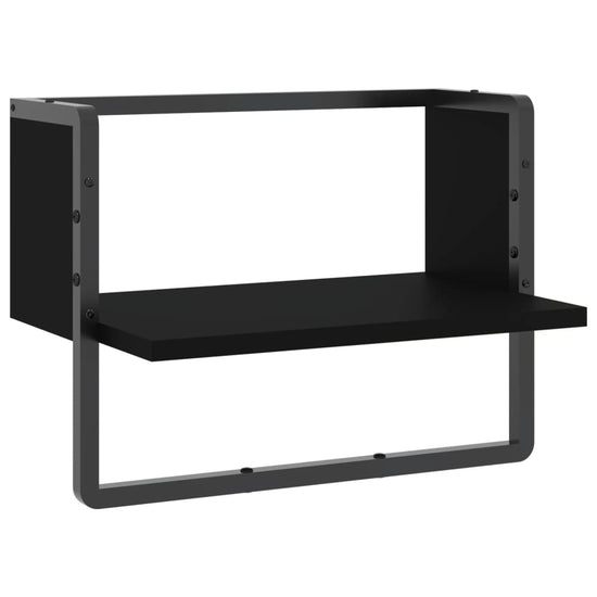 Wandschap met stang 40x25x30 cm zwart MeubelReus
