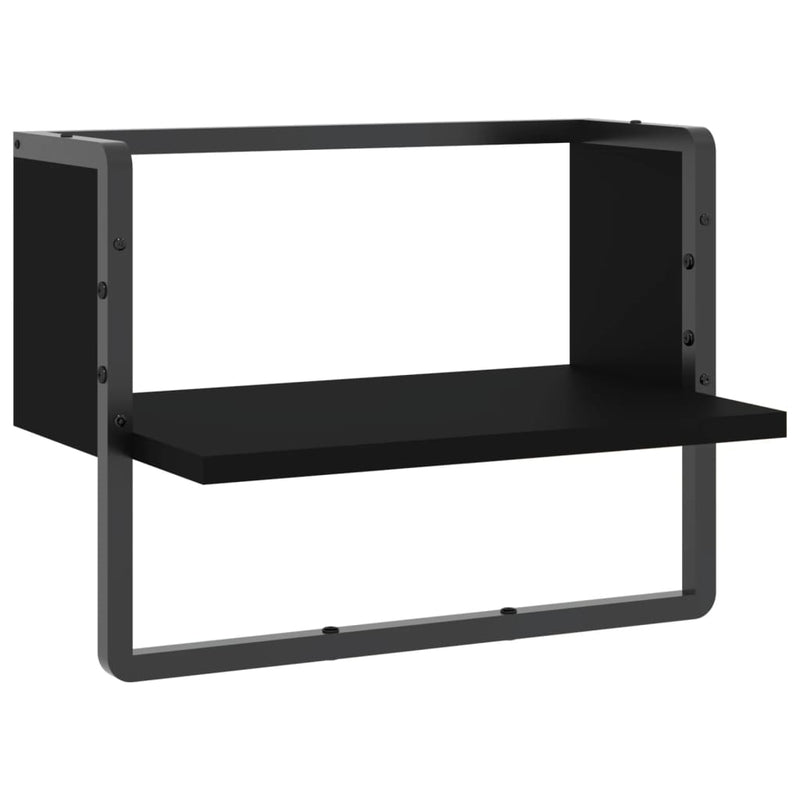 Wandschap met stang 40x25x30 cm zwart MeubelReus